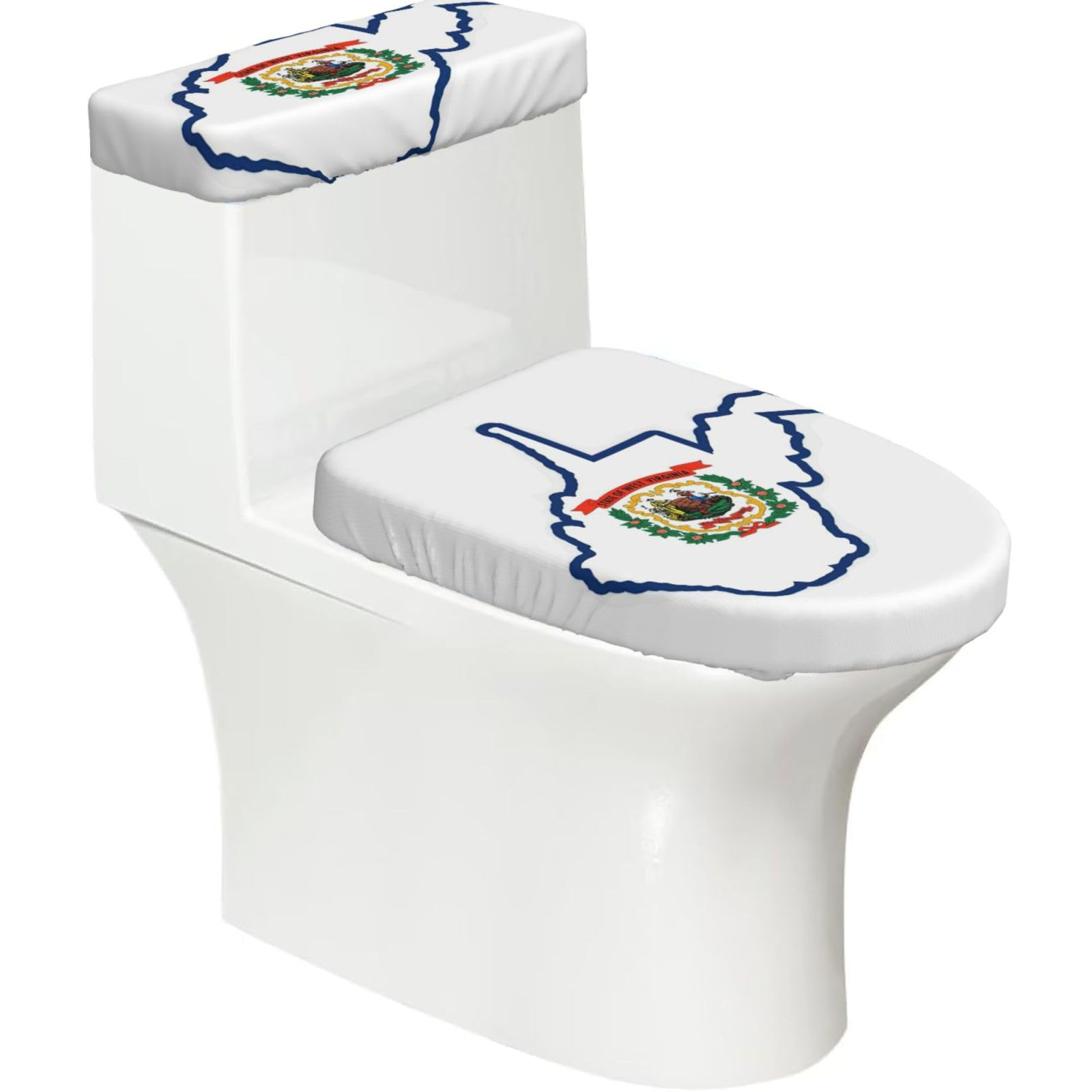 West Virginia State Flag Map Print Toilet Seat Lid And Tank Covers Universal Fit Smooth Seat Cushion Easy To Clean For Home Hotel