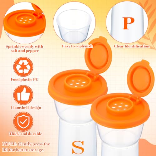 Image of Set of 2 Plastic Salt and Pepper Shakers with Lids Large Salt Shaker Pepper Container Vintage Tall Hourglass Camping Picnic Outdoors Travel Spice Set for Home Picnic Kitchen(Classic,Orange)