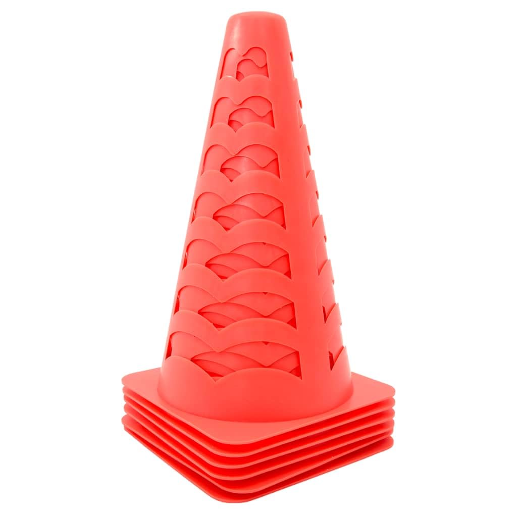 Stożek do piłki nożnej, 6 szt., możliwość układania w stos, w kolorze pomarańczowym, z polietylenu, 13 x 13 x 22,5 cm, idealny do treningu, zwinności, slalomu, koordynacji i wyznaczania pola
