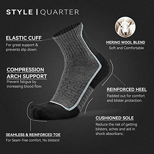 Socks Daze Merino Wool Blend Ankle Running Hiking Socks for Men Women Athletic Cushioned Quarter Walking Basketball Socks2