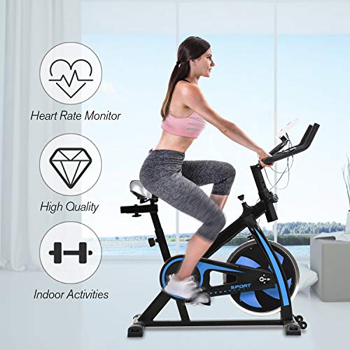 Hcb Exercise Bike Indoor Cycling Bike Stationary Bike With Adjustable Seat And Resistance, Comfortable Seat Cushion Cycle Bike For Home Cardio Workout (Blue) #TOP5