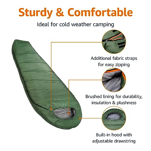 Amazon Basics AMZ-3382SB-GRE Cold Weather Mummy Sleeping Bag thumb #1