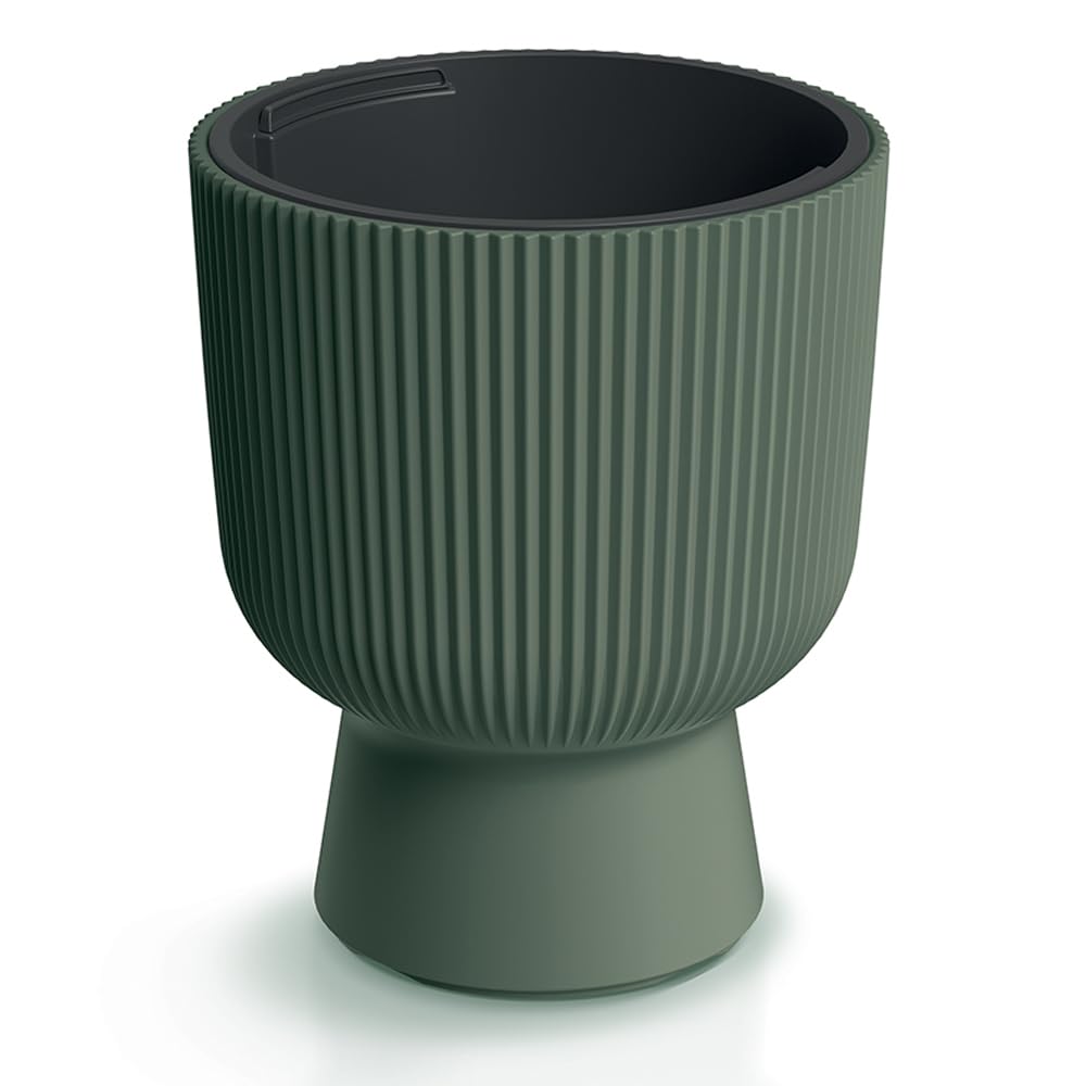 TRANS - PAL Large Flower Pot Planter Round Garden Plant Pot Indoor Outdoor Rust-Resistant Plant Container 38 x50 cm RoundPlant Pots Outdoor Round Garde (GREEN)