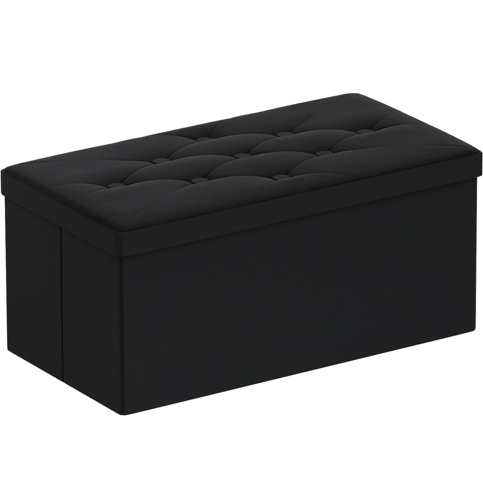 BRIAN & DANY Ottoman Storage Box Velvet Foldable Storage Ottoman Bench with Highly Elastic Sponge Filling for Living Room, 80 x 40 x 40 cm, Black