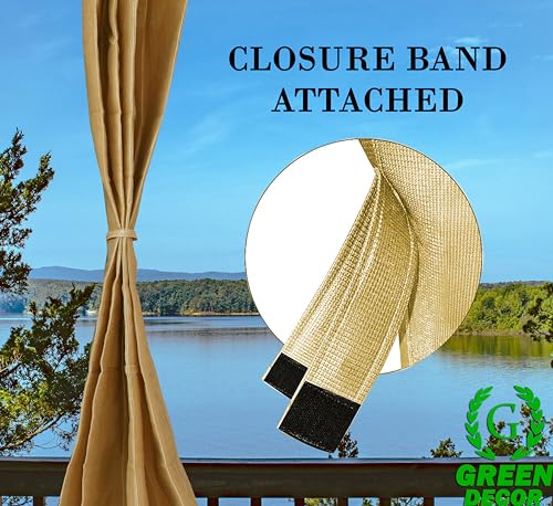 Image of HDPE Fabric 85-90% Sun Blockage & UV Protection Detachable Tab Top Balcony & Outdoor Curtains Temperature Reducing for Window&Door Curtains(Beige Color 4.5X11 Feet) Pack of 2 Piece