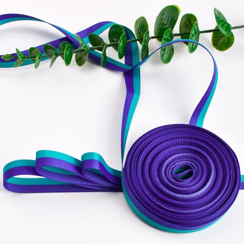 WANDIC Suicide Prevention Awareness Grosgrain Ribbon, 20 Yards Teal and Purple Ribbed Ribbon Sexual Assault Awareness Ribbon for Gift Wrapping, Brooch Making - Image 3