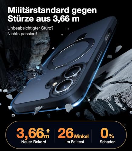 Image of iPhone 16 Plus Magsafe Stand Case | Matte Design & 360 Protection | Military-Grade Apple iPhone 16 Plus Cover | Ultra Premium - Blue