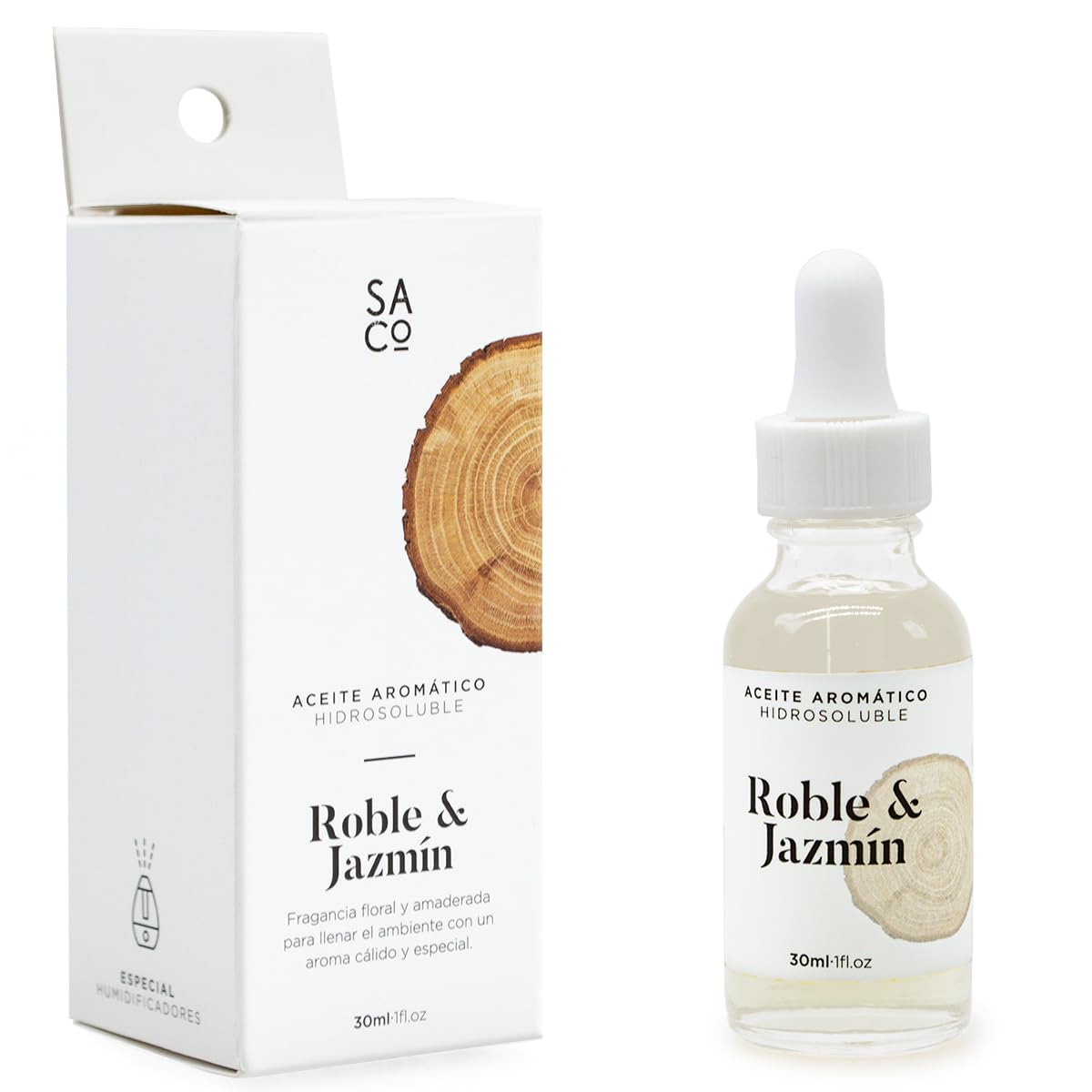 SEAL AROMAS Aceite Aromático Hidrosoluble ROBLE Y JAZMÍN 30ml Essential para Difusores de Aromas