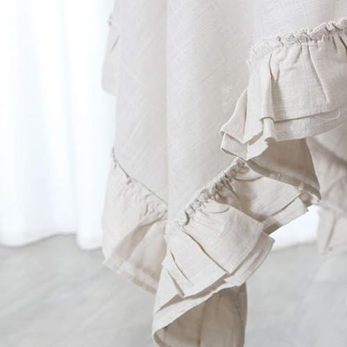 Miniatura 7 de Bringsine Mantel de lino de algodón a prueba de polvo, mantel para cocina, cena, picnic, decoración del hogar (cuadrado, 55 x 55 pulgadas, beige)