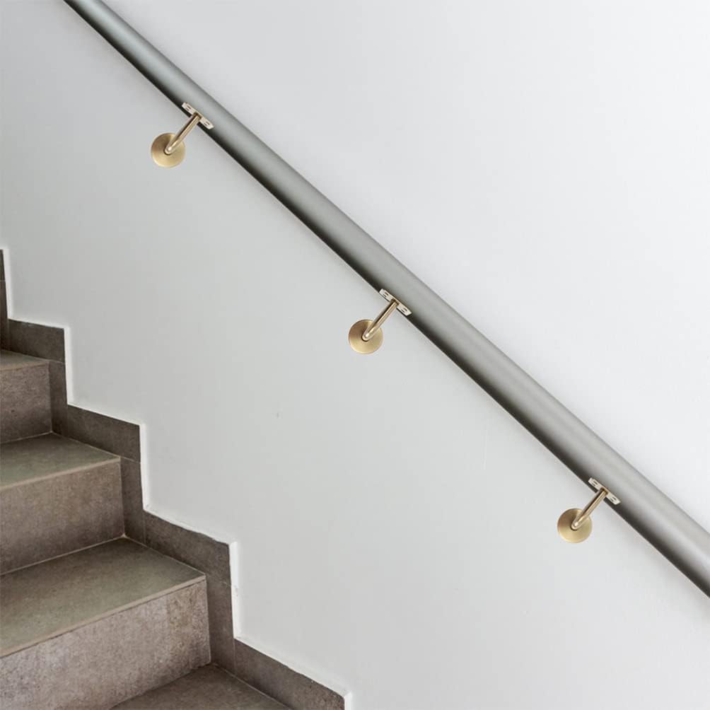 jojofuny 6pcs Handrail Brackets Staircase Guardrail Support Wall Mounted Stair Handrail Chrome