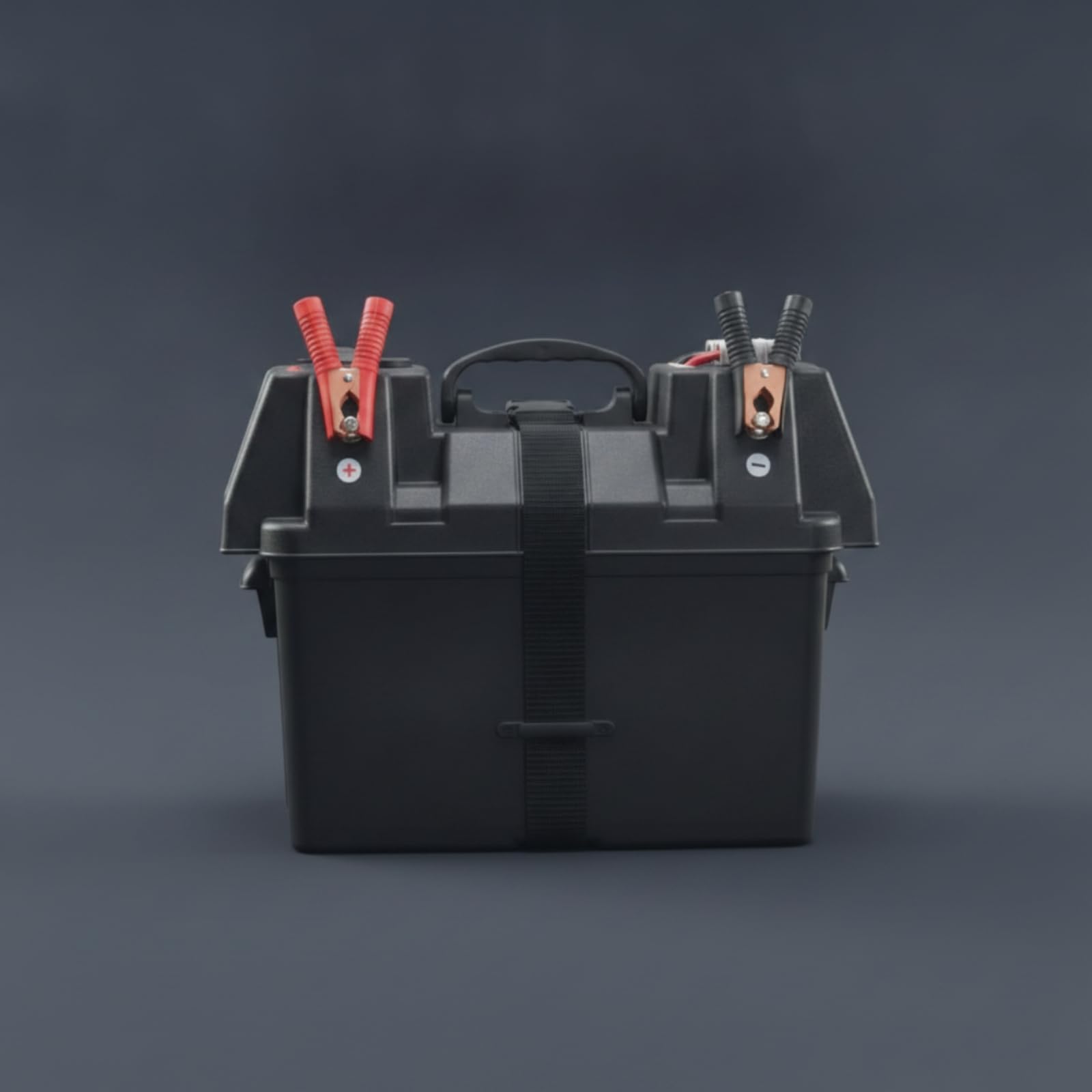 Contenitore Portatile di Alimentazione Scatola Batteria Cassa Elettrica Custodia Energia per Componenti con Corpo Rettangolare E Cinghia Frontale, Con Morsetti