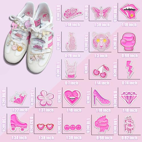 Image of 25PCS Pink Pins for Sambas - Mixed Cute Shoe Charms for Sneakers, Socks - Enamel Funny Pins for Backpacks