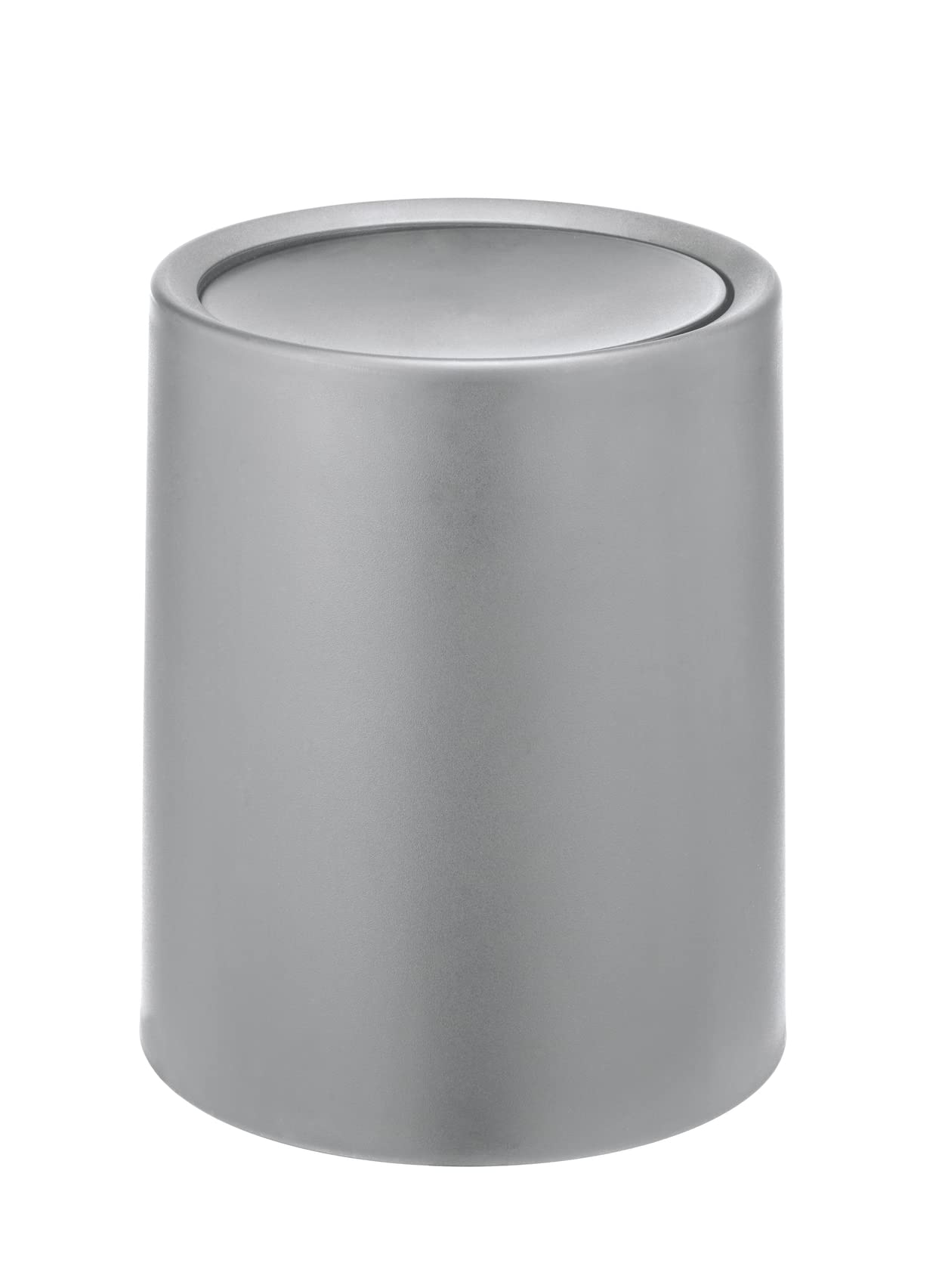 WENKO Schwingdeckeleimer Mod. Atri, 6 Liter Kosmetikeimer mit Deckel aus hochwertigem Kunststoff mit Inneneimer, Hülle zum Überstülpen macht Müllbeutel unsichtbar, (B/T x H): Ø 21 x 25,5 cm, Grau