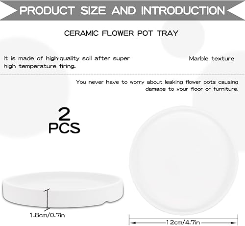 Miniatura 2 de LNQ LUNIQI Juego de 2 platillos redondos de cerámica de 4 pulgadas para macetas pequeñas de interior, hogar, jardín, exterior, macetas, platillos