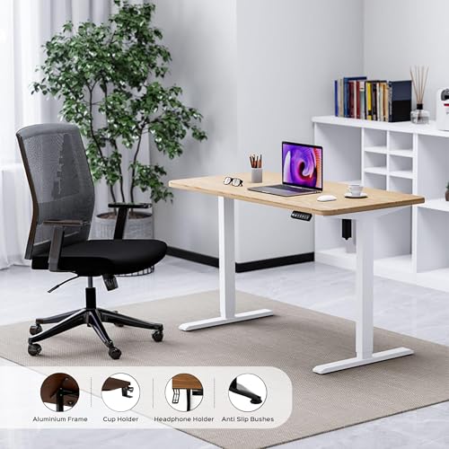 Image of iVOOMi Electric Height Adjustable Desk, 3 Memory Preset with Display, Lifts UP to 100KG, Collision Proof, Built-in Utility Holders, Sit-Standing Table for Home & Office Use, Work, Study & Gaming