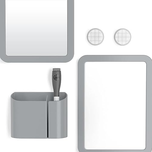 Miniatura 6 de Accesorios magnéticos para casillero, kit de decoración de casillero espejo, pizarra blanca, vaso para lápices y 6 imanes de metal inspiradores,