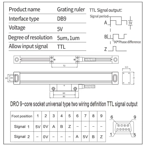 2 Axis DRO LCD Glass Scale 1um