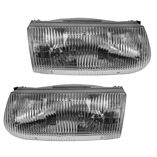 Image of TRQ 2 Piece Headlight Assembly Set Driver & Passenger Side Compatible with Ford Explore 1995-2001 Mercury Mountaineer 19997 FO2502122 FO2503122 F5TZ13008A F5TZ13008B