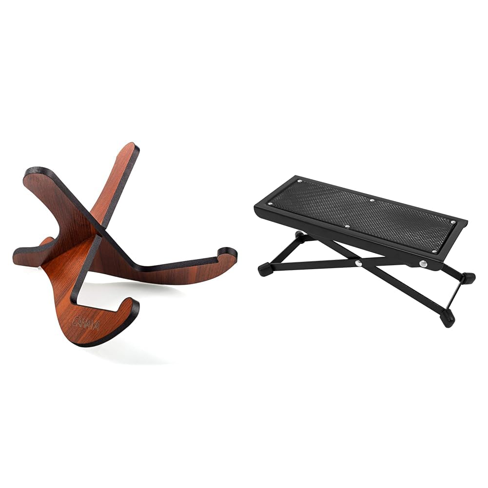 Support pour guitare en bois noble et repose-pieds de guitare stable Cascha