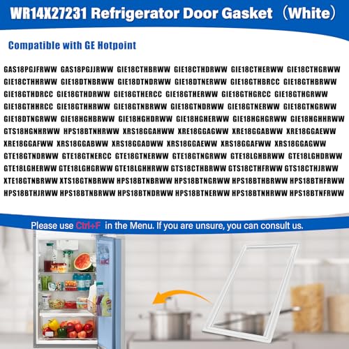 Image of Upgraded WR14X27231 Refrigerator Door Gasket Replacement Compatible with GE Hotpoint GAS18PGJFRWW HPS18BTHBRWW, 44.3″x26.6″ WR14X22910 Fridge Seal Replace 4512839 AP6230269 WR14X27235 Freezer Gasket