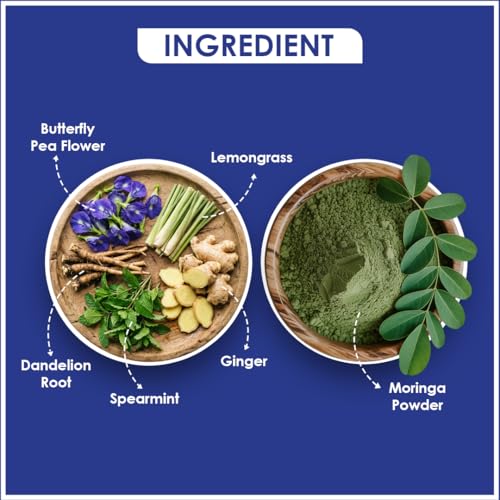 Image of BLUE TEA - Combo Pack - Belly Tea (30 Teabags) & Moringa Powder - 100 gm | Helps Manage Weight | Rich in Vitamins, Minerals & Amino Acids | Naturally Boosts Energy and Overall Health | Ziplock Packs