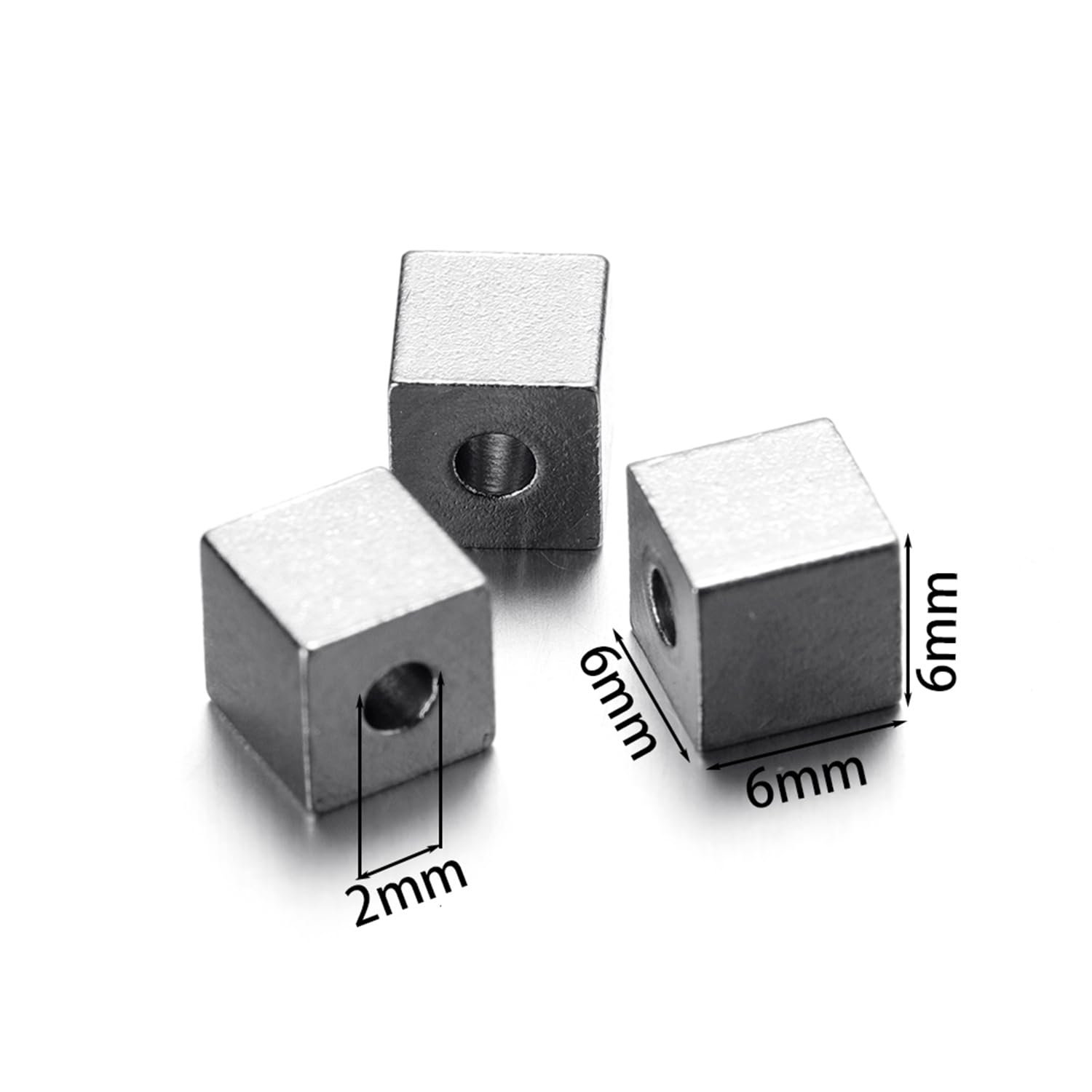 Amazon.co.jp: AGCFABS 6mm スクエア ステンレス スチール ビーズ 