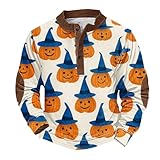 Halloween-Sweatshirt für Herren, niedlicher Kürbisdruck, Pullover, Herbst, langärmelig,...
