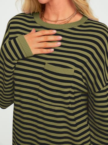 Image of LILLUSORY Womens Striped Lightweight Sweaters 2026 Fall Fashion Outfits | Cozy Knit, Work Office Pullover Crewneck Pullover, Cute Teacher Clothing, Old Money Clothes, Ladies Trendy Long Sleeve Tops