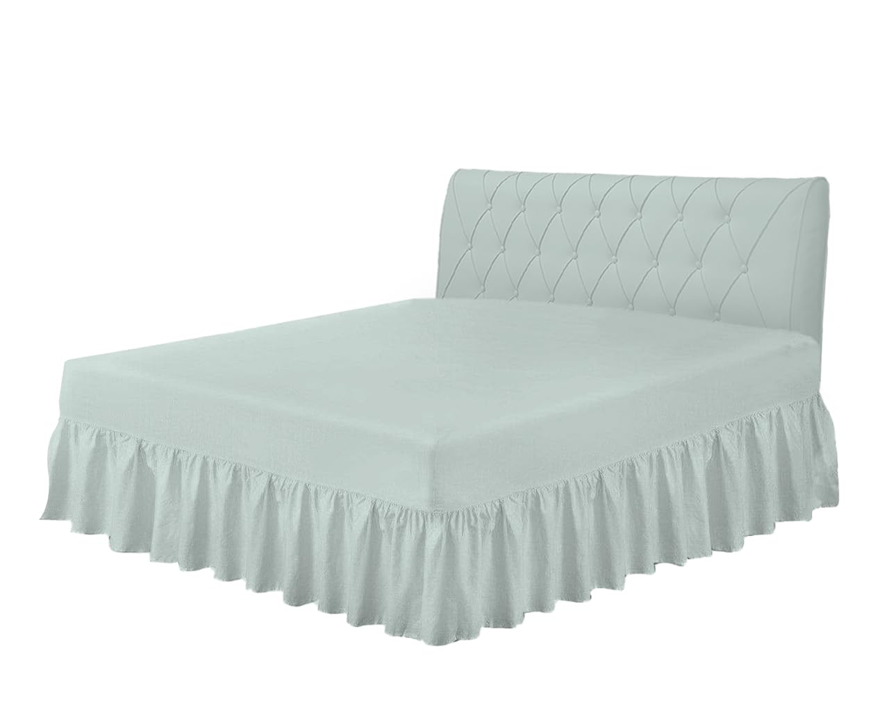 HOME ACE Duck Egg King Size Fitted Sheet with Valance, Poly Cotton Kingsize Bed Valance Sheet