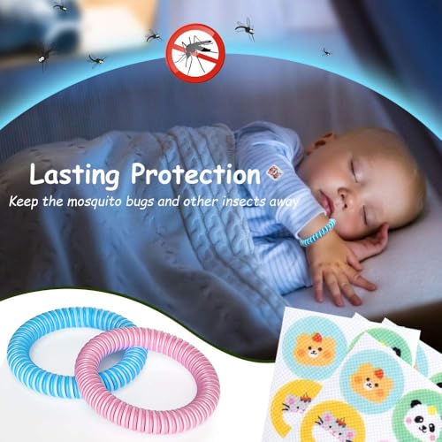 Image of 144 pcs Mosquito Repellent Patches, Mosquito Stickers for Kids Cloth, Mosquito Patches, Outdoor Adventures and Daily School Protection, Patches with 2 Wristbands and Cute Animal Designs