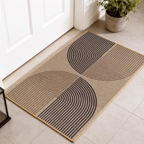 AOOTE Paillasson, 50 x 80 cm Antidérapant Tapis Entrée Intérieur,Aspect Jute, Paillasson pour l'extérieur et l'intérieur,Fin Tapis de Porte Absorbant...