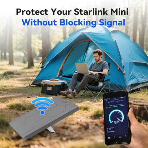 Image of Starlink Mini Protective Cover Case, Hailproof Liquid Silicone Protective Case for Starlink Mini Dish, Starlink Minis Accessories Waterproof Shockproof Portable for Outdoor Camping, Grey
