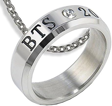 BTS Kpop Titanium Steel Ring Crystal with a Chain and BTS 2pc pocket lomo cards