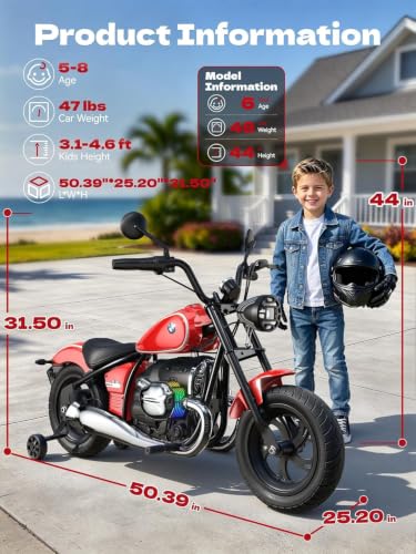 Image of ANPABO Licensed BMW 24V Kids Electric Motorcycle for Kids 5-8, Red