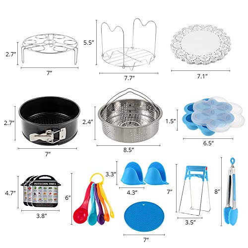 amorus Accessories for Instant Pot, Pressure Cooker Accessories Compatible with Instant Pot 5/6/8Qt - Steamer Basket, Springform Pan, Egg Bites Mold, Oven Mitts, Cheat Sheets, etc - Thumbnail 4