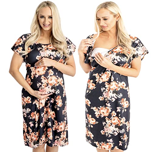 Image of DOUBLE THE SPRINKLES Labor & Delivery Gown - Maternity Birthing Robe for Moms - Comfortable Nursing & Feeding Access