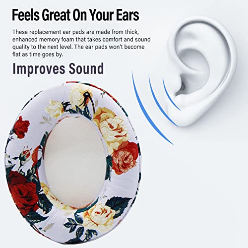 Almohadillas de repuesto para auriculares Beats Studio 2 y Studio 3, almohadillas con espuma viscoelástica y cuero proteínico suave — Blanco floral miniatura 3