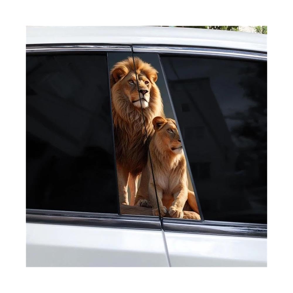 Decorative Items 2pcs Animal Lion Car B-Pillar Decals Waterproof Decorative Stickers(F)