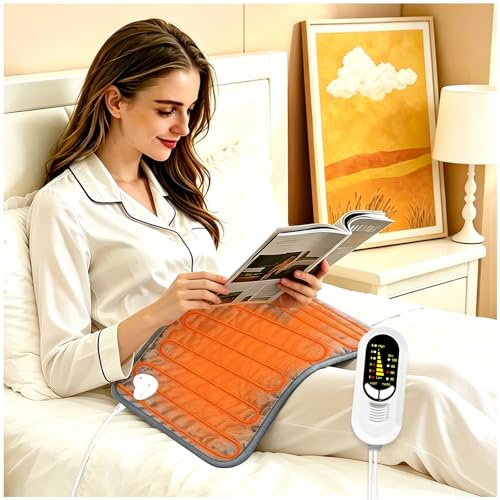 Electric Heating pad with 6 Heat Settings, Auto Shut Off, Dry Electric Heating for Back Neck Knee Arms Legs Shoulder Heat Pads for Christmas Birthday Father Mother's Day (23.8'X11.8', Gray Green)