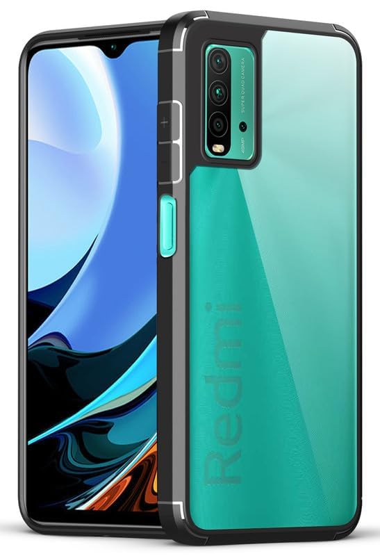 Image of SHINESTAR Ultra Slim Clear Back Cover for Redmi 9 Power, Transparent Hybrid Hard Shell Plastic & Soft Silicone Rubber Bumper, Non-Yellow Acrylic Protective Cover for Redmi 9 Power - Black
