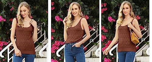 Image of Womens Sleeveless Tank Tops Summer Knit Sweater Vest Casual Cami Shirts Tops