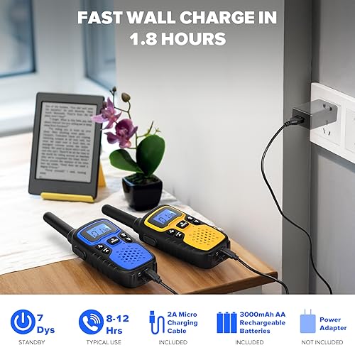 image for Wishouse Walkie Talkies for Adults Long Range-Rechargeable 4 Pack 2 Wa