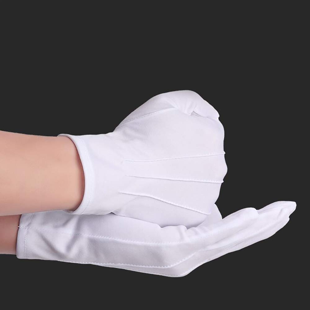 Lot 5 Paires Gants Coton Blanc Taille M - Gants Travail/Présentation - Nylon Réutilisable