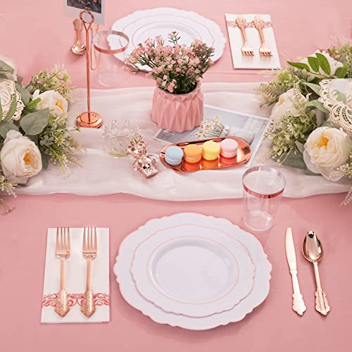 Wdf 25Guest Rose Gold Plates - Rose Gold Plates And Napkins Party Supplies Plastic Dinnerware Include 50 Plastic Plates, 75 Plastic Silverware, 25 Cups And 25 Napkins Party&Mother's Day Plates #TOP4
