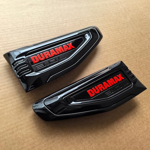 Image of 2pack OEM 2025 2026 Duramax Vent Emblem 3.0L Right Left 3D Badge Replacement for Yukon and Yukon XL Denali At4 (Gloss Black Red)