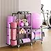 6-Tier Home Gym Storage Rack with Wheels, Dumbbell Weight Rack and Yoga Mat Organizer, Multi-Purpose Gym Equipment Storage Stand for Home Gym Accessories