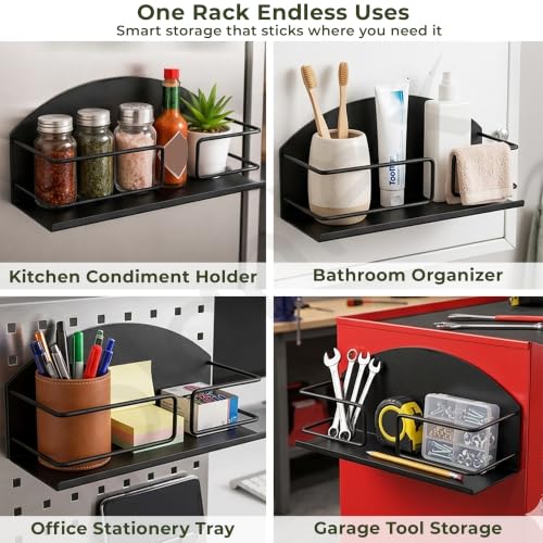 Image of Plantex Fridge Magnet Storage Rack /GI Steel Magnetic Shelf for Fridge /Refrigerator Side Storage Rack for Kitchen Essentials /Spice Rack - Pack od 1 (Black)
