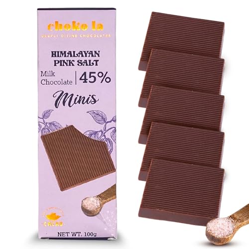 Image of Chokola 45% Milk Chocolate Himalayan Pink Salt Minis- Smooth & Creamy Salted Milk Chocolate, 100g