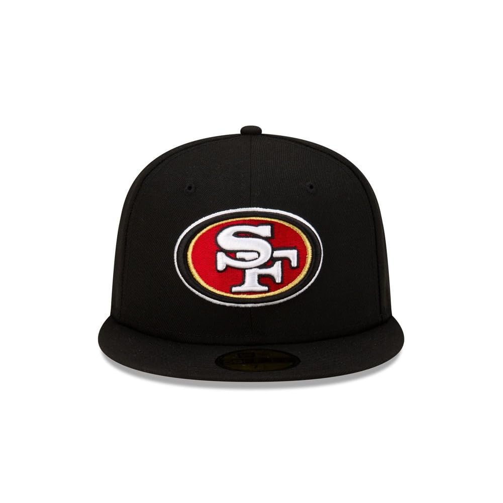 New Era NFL 59FIFTY San Francisco 49ers Black Team Color Logo Authentic Collection Fitted On Field Football Cap Hat