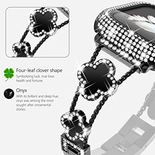 KADES Compatible with Apple Watch Straps 44mm for Women,Bling Diamond Rhinestone Stainless Steel Bracelet with Bling Screen Protective Case for iWatch SE 3 2 1/Series 6 5 4 - Image 4
